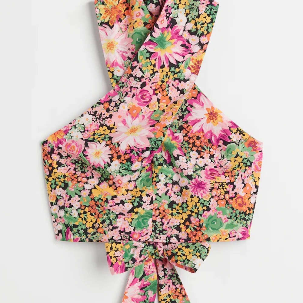 H&M Floral Halter Crop Top - Multicolor Size XL